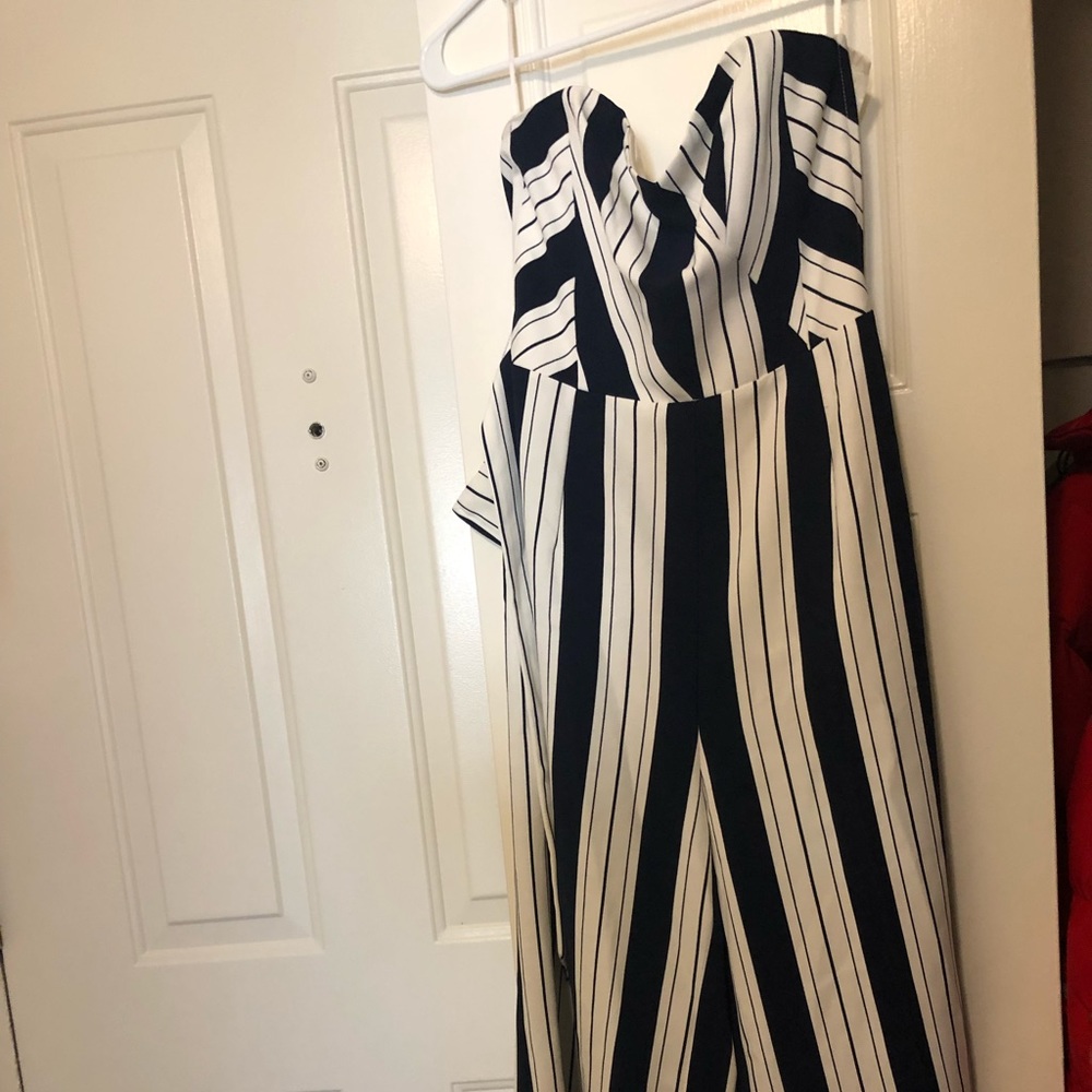 Crop striped jumpsuit. Great for spring!